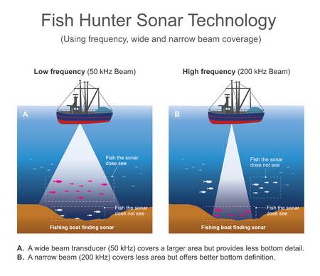 Diagram of sonar technology for finding fish