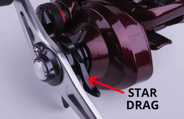 Photo of baitcaster with star drag labeled