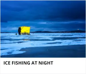 Ice fishing at night