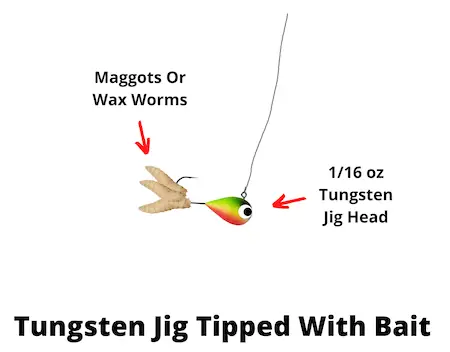 Tungsten jig tipped with bait