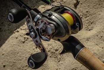 Photo of baitcaster attached to rod