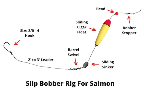 Slip bobber rig for salmon