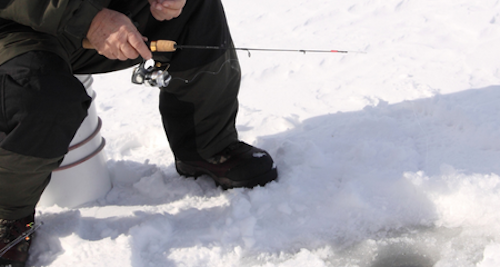 Photo of ice fishing rod and reel