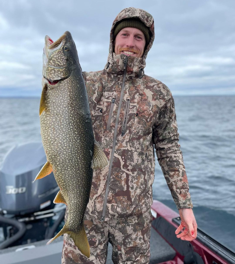 Lake trout caught in Lake Michigan with a spin-n-glo rig